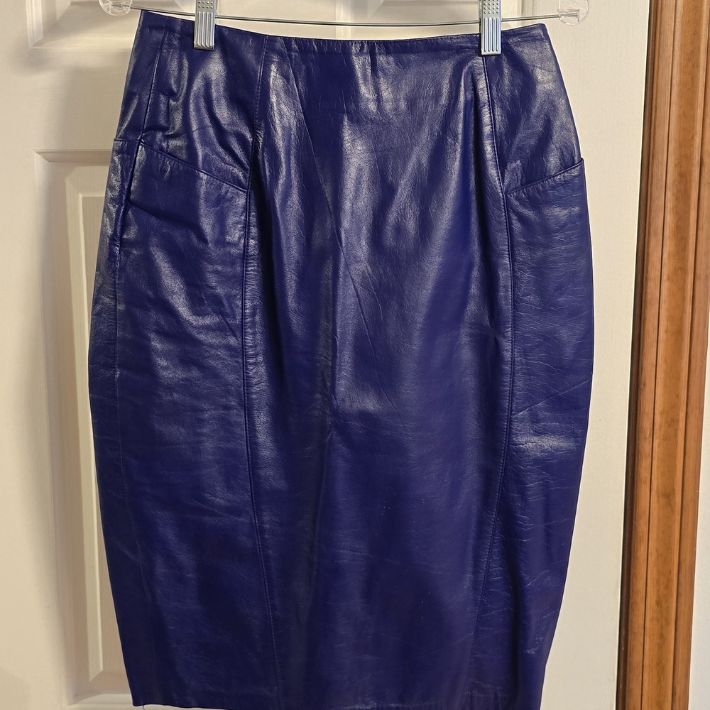 Elegant Blue Leather Skirt From Erez!